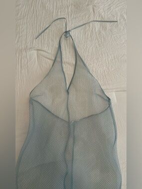 Zara Light Blue Sheer Halter Maxi Dress